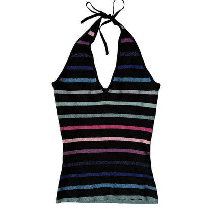 stripped sparkly halterneck