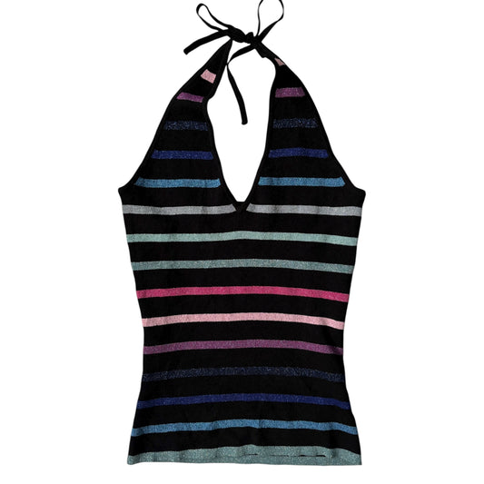 stripped sparkly halterneck