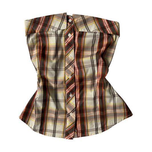 chequered office tube top