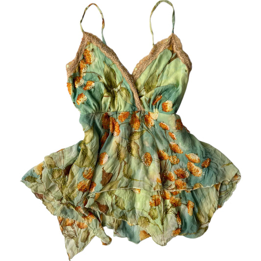 beaded green lace cami